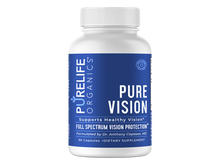 Load image into Gallery viewer, A bottle of 'Pure Vision' supplements with blue and white label, indicating they support healthy vision and are formulated by Dr. Anthony Capasso, MD.